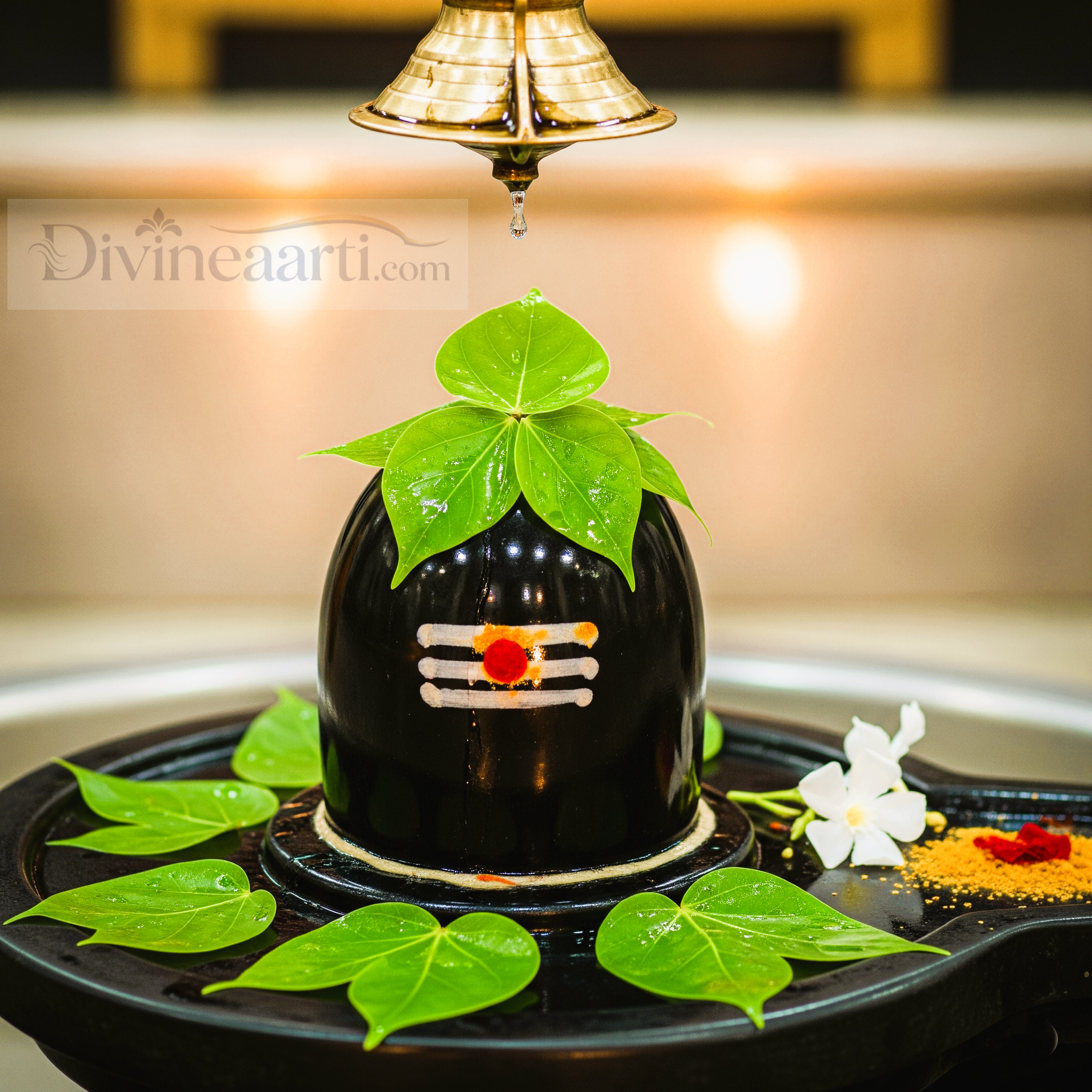 Bilvashtakam - Bilva leaves offered to a Shiva Lingam